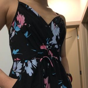 Yumi Kim silk high/low dress in black floral XS